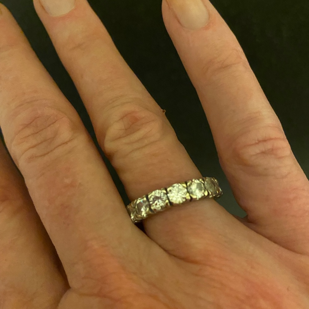 Moissanite 5 Carat Eternity Ring in 14 kt white gold